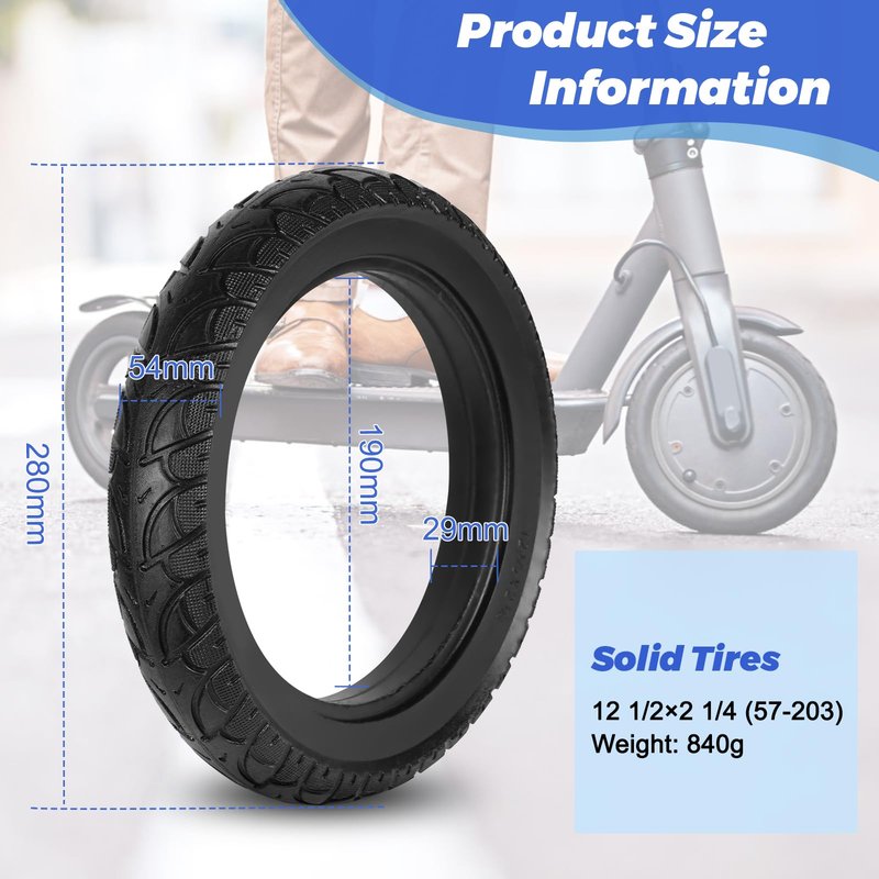 2PCS 12 Inch Solid Tires, Scooter Replacement Wheels, 12 1/2x2 1/4(57-203) for Electric Bike Scooter 12.5x2.5 Solid Tyres