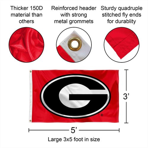College Flags & Banners Co. University of Georgia Polyester Flag and Pole Bracket Mount Bundle