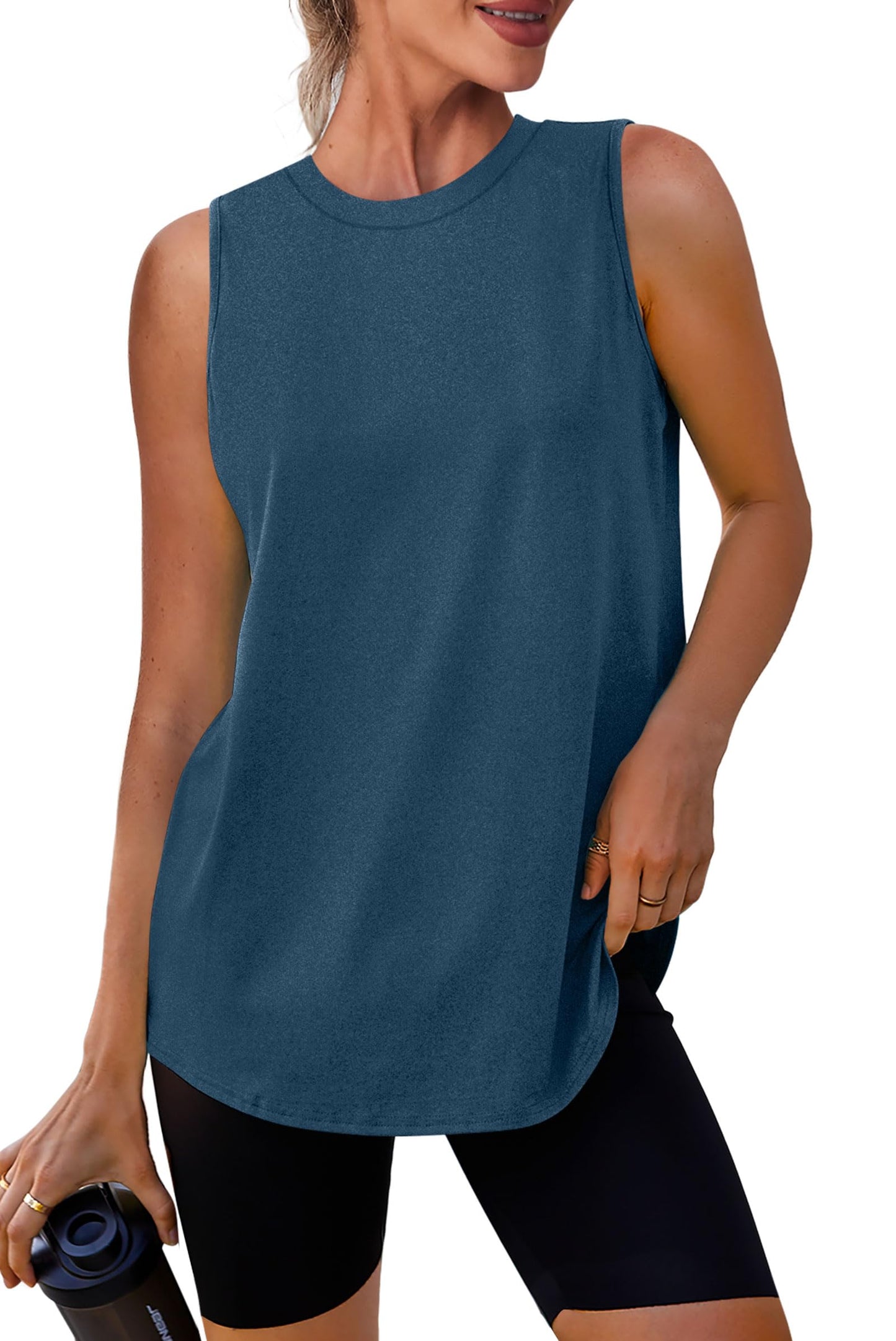 Womens Tops Workout Tank Tops for Women Sleeveless Running Shirts Activewear Gym Yoga Tops Dark Blue M