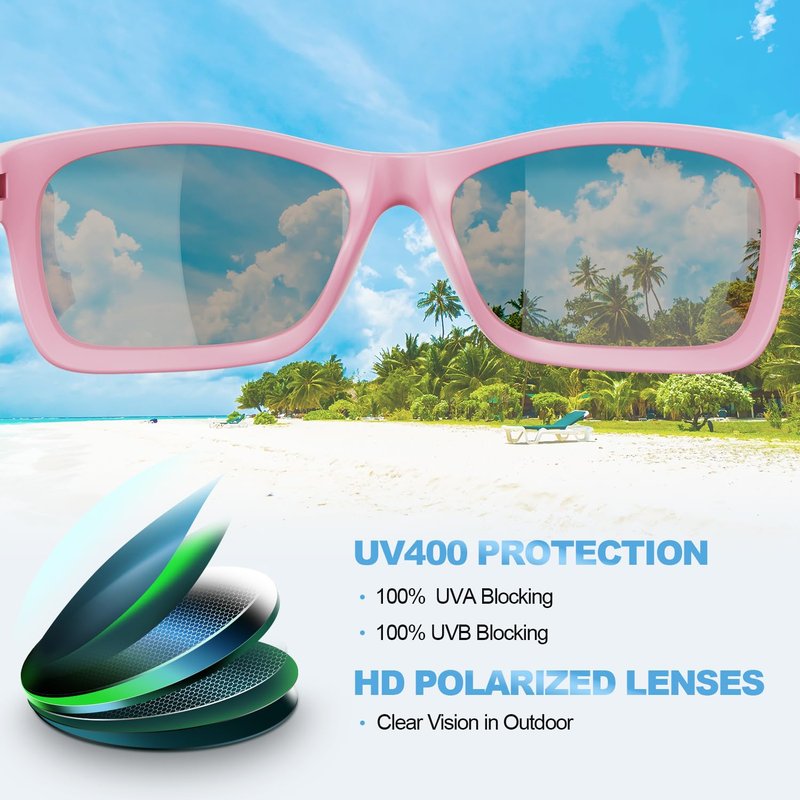 DEAFRAIN Kids Sunglasses for Boys Girls Unbreakable Flexible Frame Polarized Sports Youth Baseball Running Fishing Glasses for Age 7-14