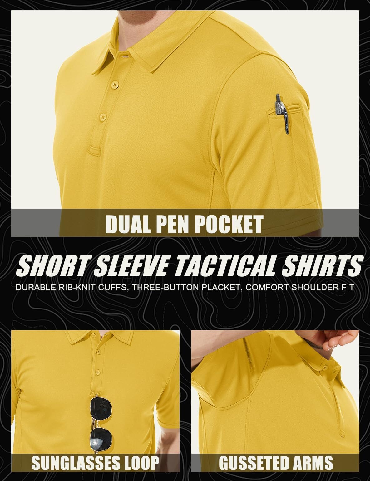 MAGCOMSEN Men's Polo Shirt Quick Dry Performance Short Sleeve Tactical Shirts Pique Jersey Golf Shirt