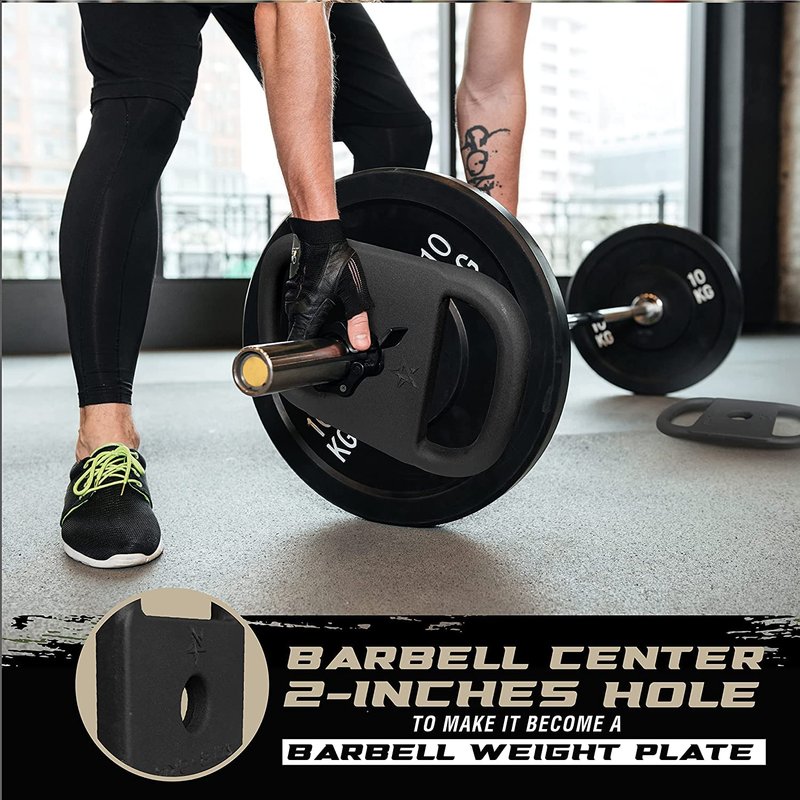 Yes4All Cast Iron Rucking Weight with 2" Center Hole, Training Weight Plate with Upgraded Rounded Handle for Weighted Walking, Lifting, Rucking & Tactical Strength Training - US Patented Design, 20 LB