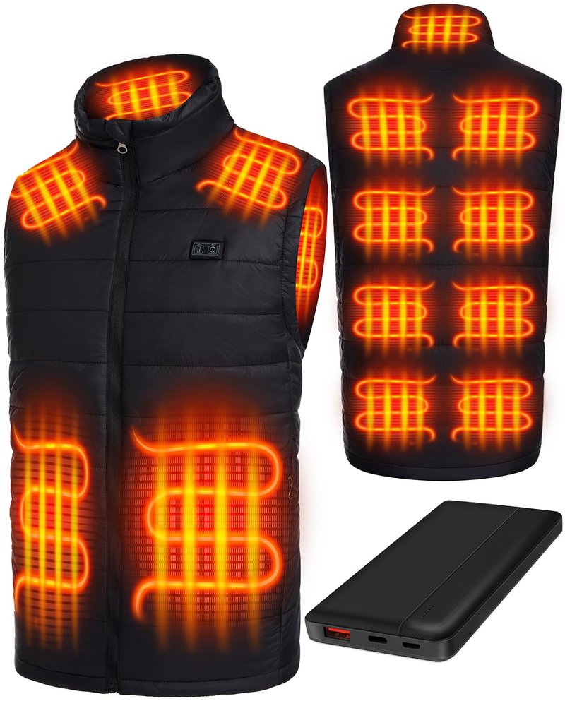 Deceny CB Heated Vest for Men Women, Heated Vest with Battery Pack Rechargeable Electric Heated Body Warmer for Outdoor(Black,XL)