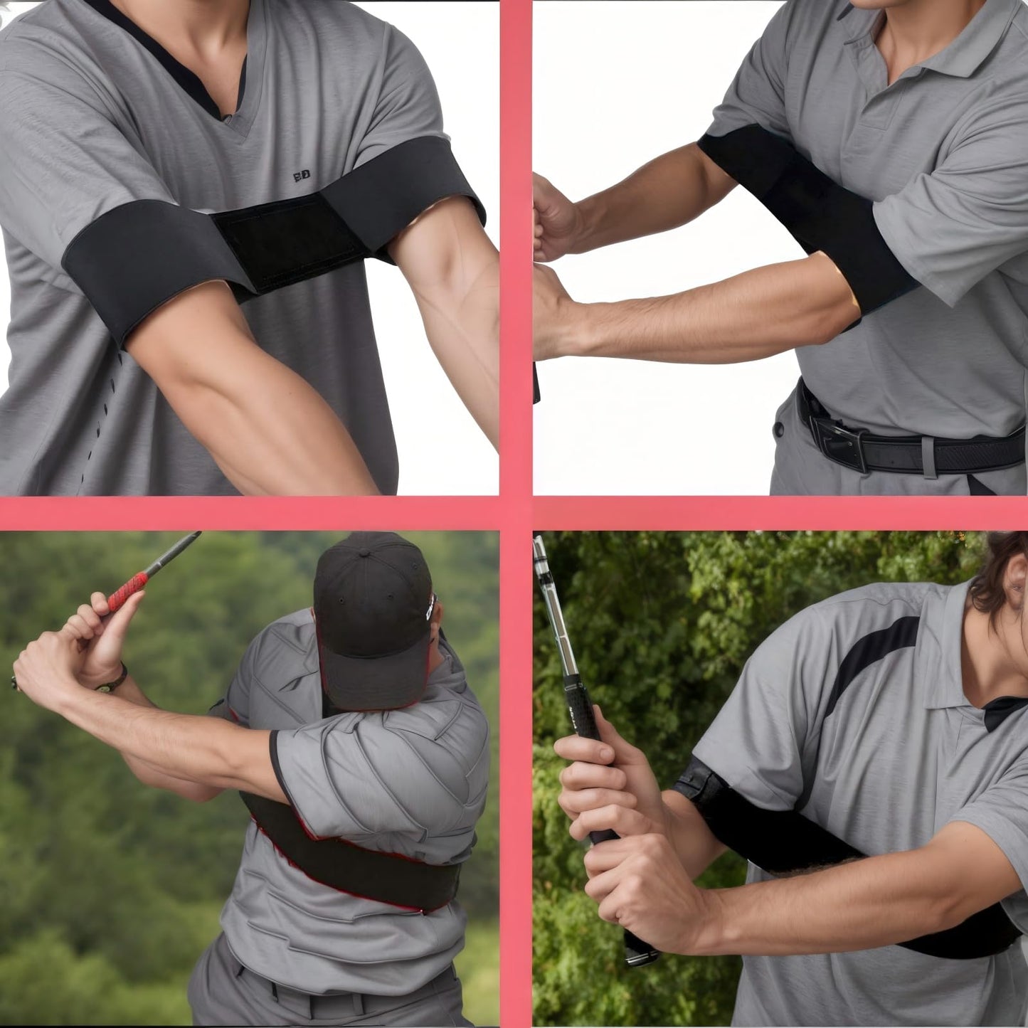 MENGYUEXUAN Golf Grip Trainer with Swing Correction Strap, 2-in-1 Training Aid for Arms Synchronization & Muscle Memory, Golf Practice Tool for Posture and Grip Alignment for Men & Women