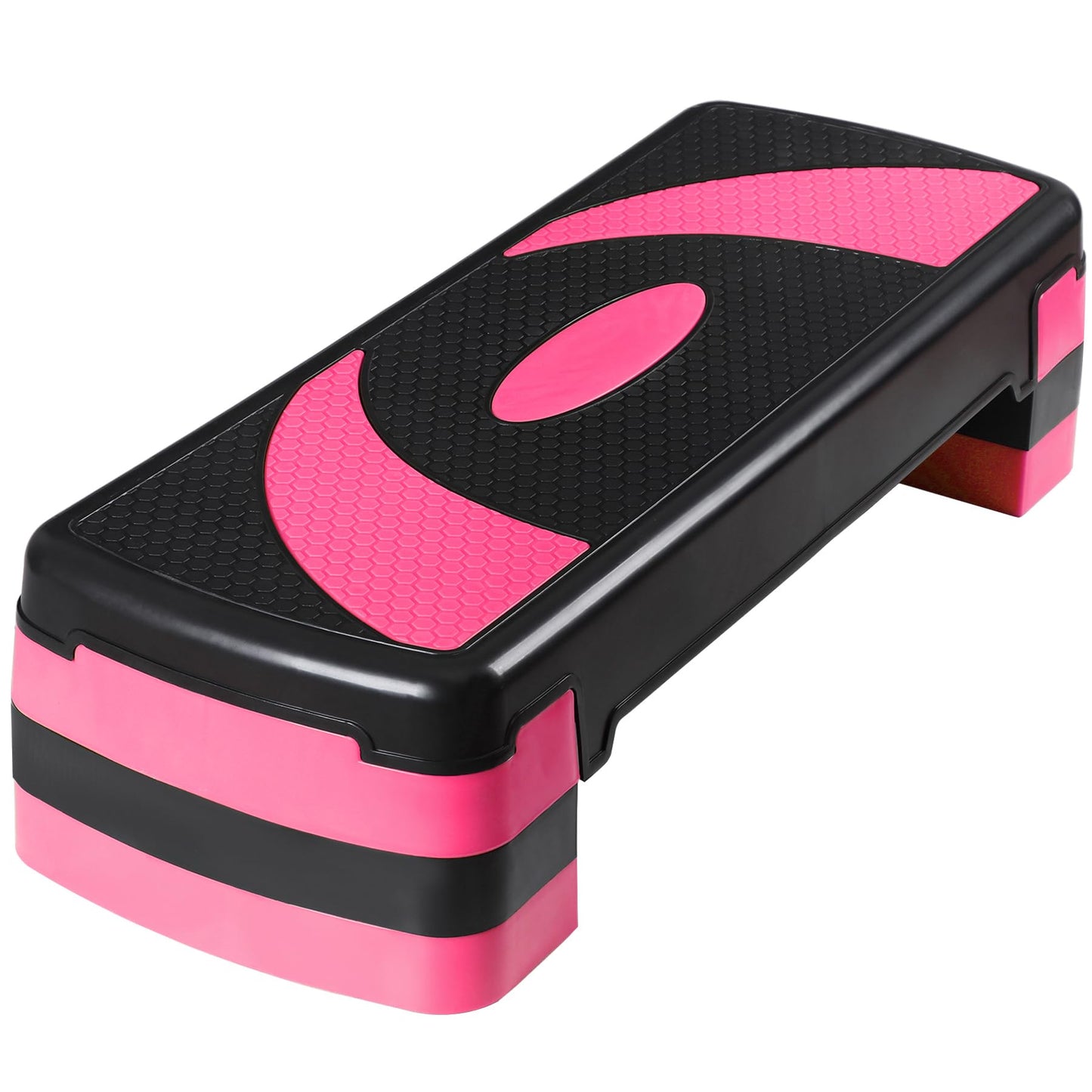 JungleA 31" Aerobic Step Platform, 3 Levels Height Adjustable Steppers For Exercise at Home Gym, Cardio Workout Step Platform Wide Bench, 4 Stackable Risers, Non Slip Fitness Stepper Up Box, Pink