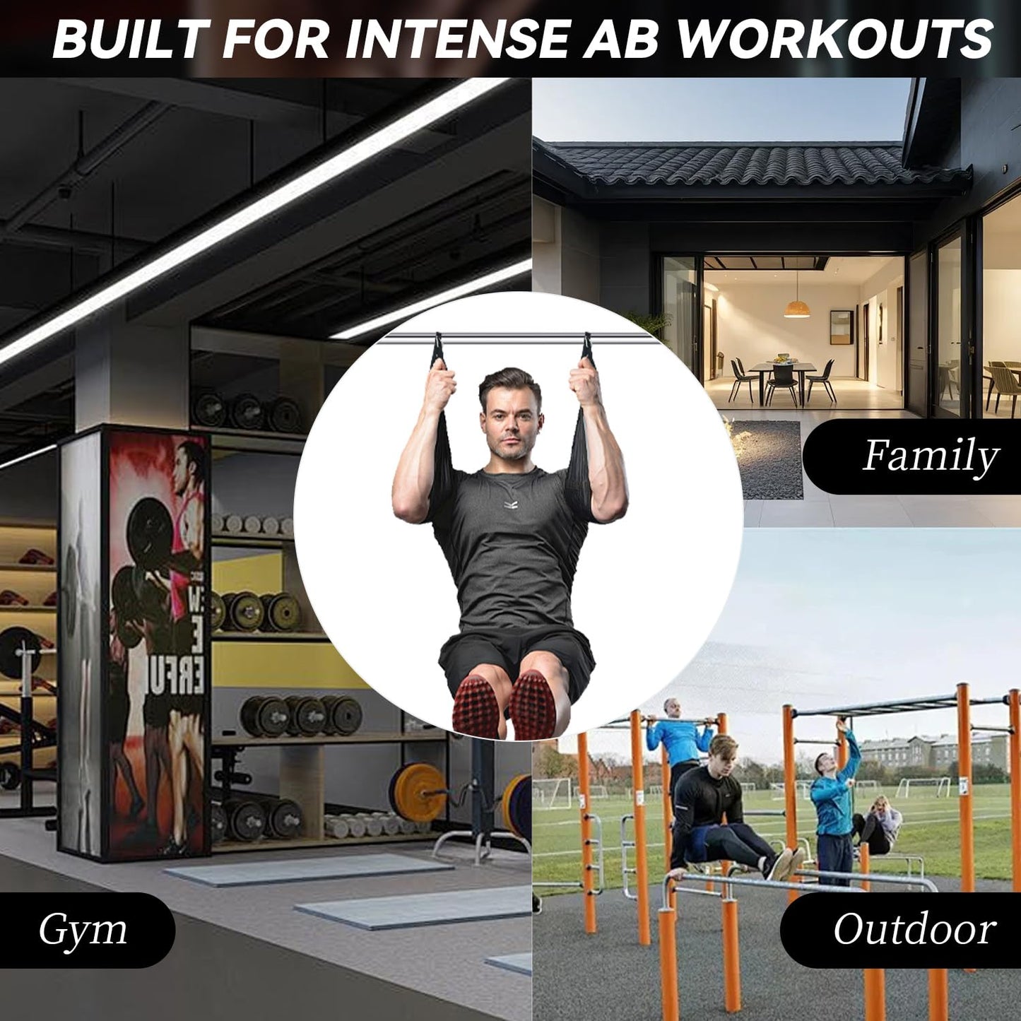 SUGOOE Hanging Ab Straps for Core Strength and Abdominal Training with 2 Rust-Resistant Carabiners, Pull Up Straps for Ab Workouts at Home and Gym (Pair)