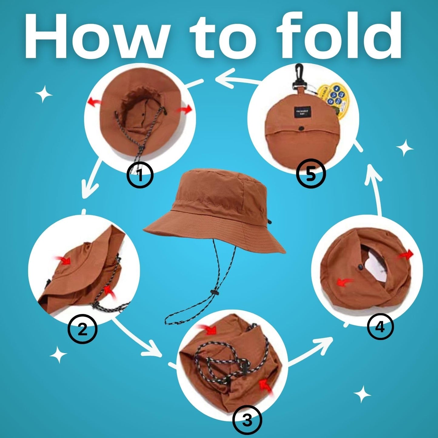 Waterproof Bucket Rain Hat,Foldable Outdoor UV Protection Sun Hats and Quick Dry Boonie Hat for Hiking Khaki