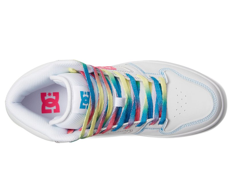 DC Women's Manteca 4 Hi Skate Shoe White/Rainbow 5