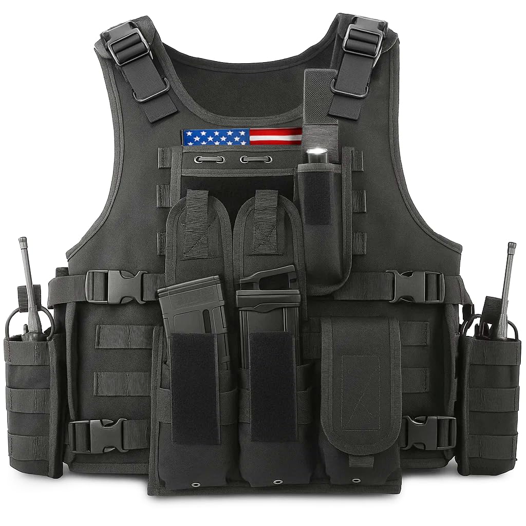 Marmot Tactical Vest Airsoft Vest Paintball Vest Adjustable, Durable Construction with Detachable Pouches