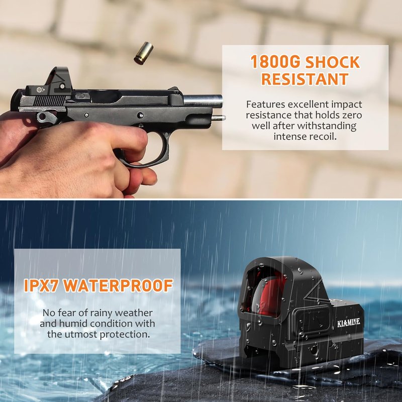 KIAMINE 3 MOA Red Dot Sight, RMR Footprint – Compatible with Holosun 407C / 507C Mounts, Shake Awake, for Glock MOS, Sig Sauer, 1911, and Picatinny Rifles