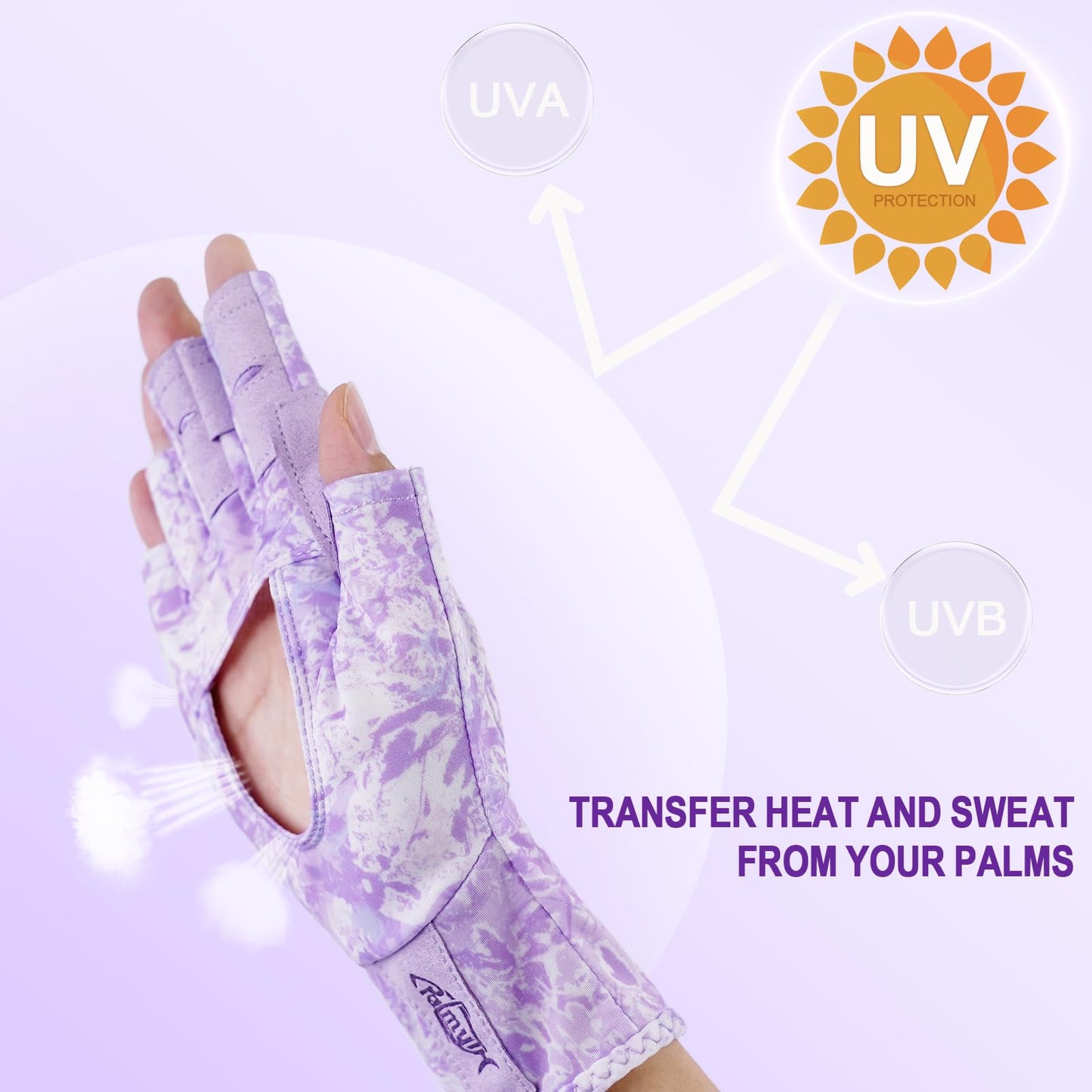 Palmyth UV Protection Fishing Fingerless Gloves UPF50+ Sun Gloves Men Women