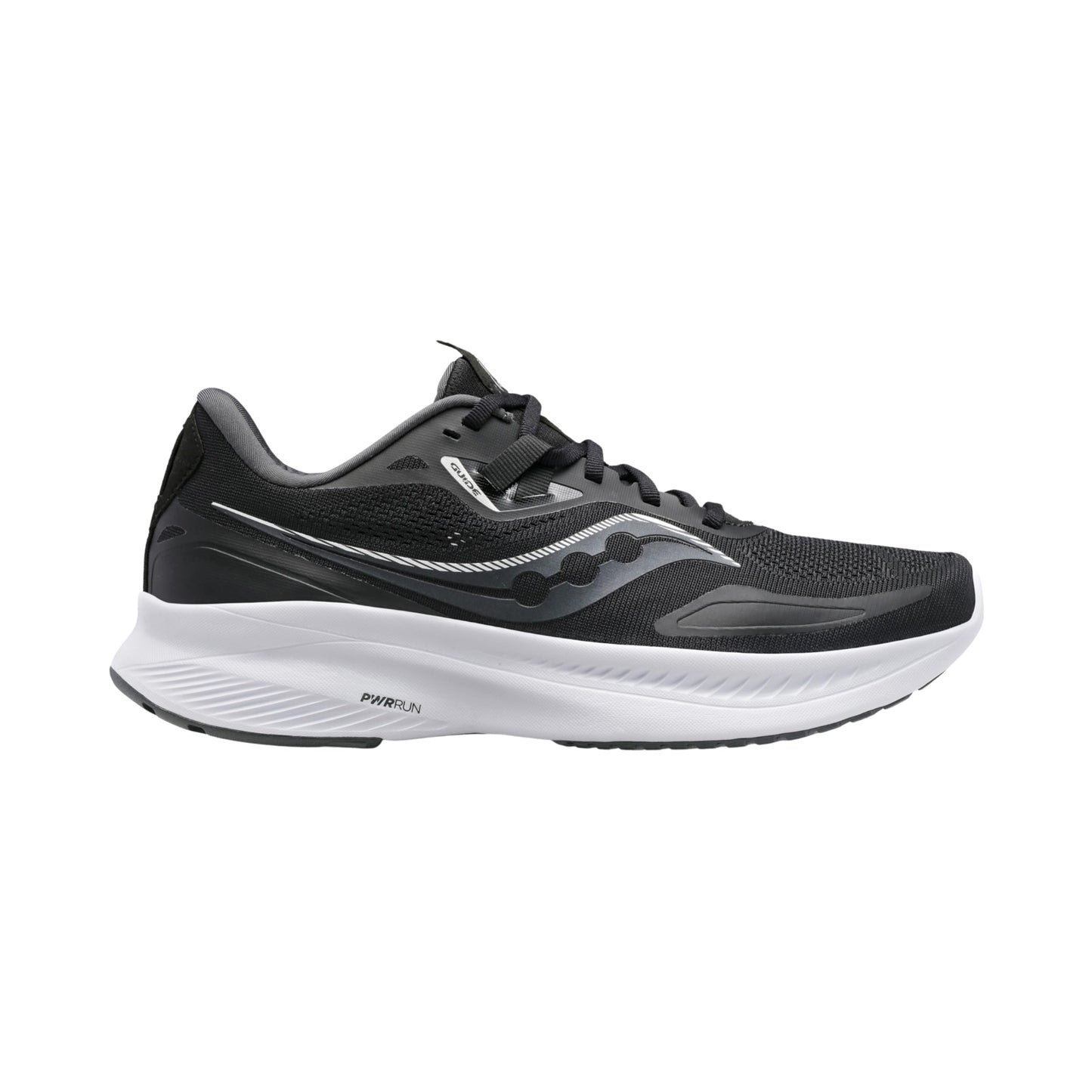 Saucony Women's Guide 15 Running Shoe, Black/White, 6