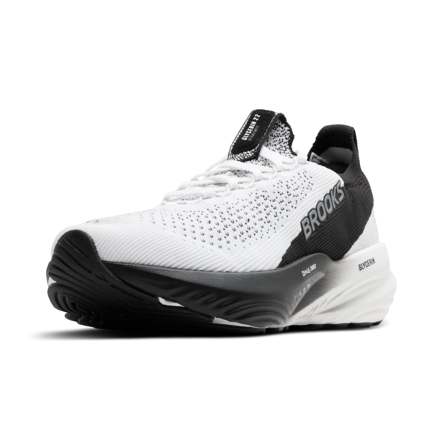 Brooks Men’s Glycerin Stealthfit 22 Neutral Running Shoe - White/Grey/Black - 8 Medium