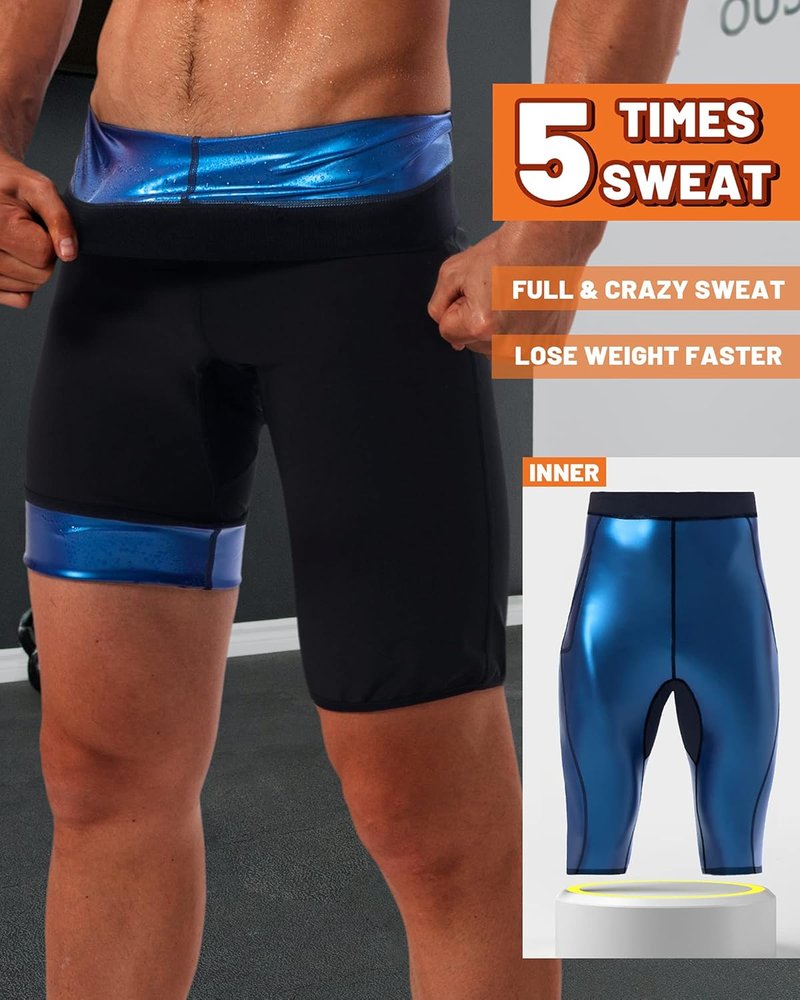Men's Sauna Sweat Short Pants - Hot Thermo Compression Leggings for Workout & Body Shaping | High Waist Design