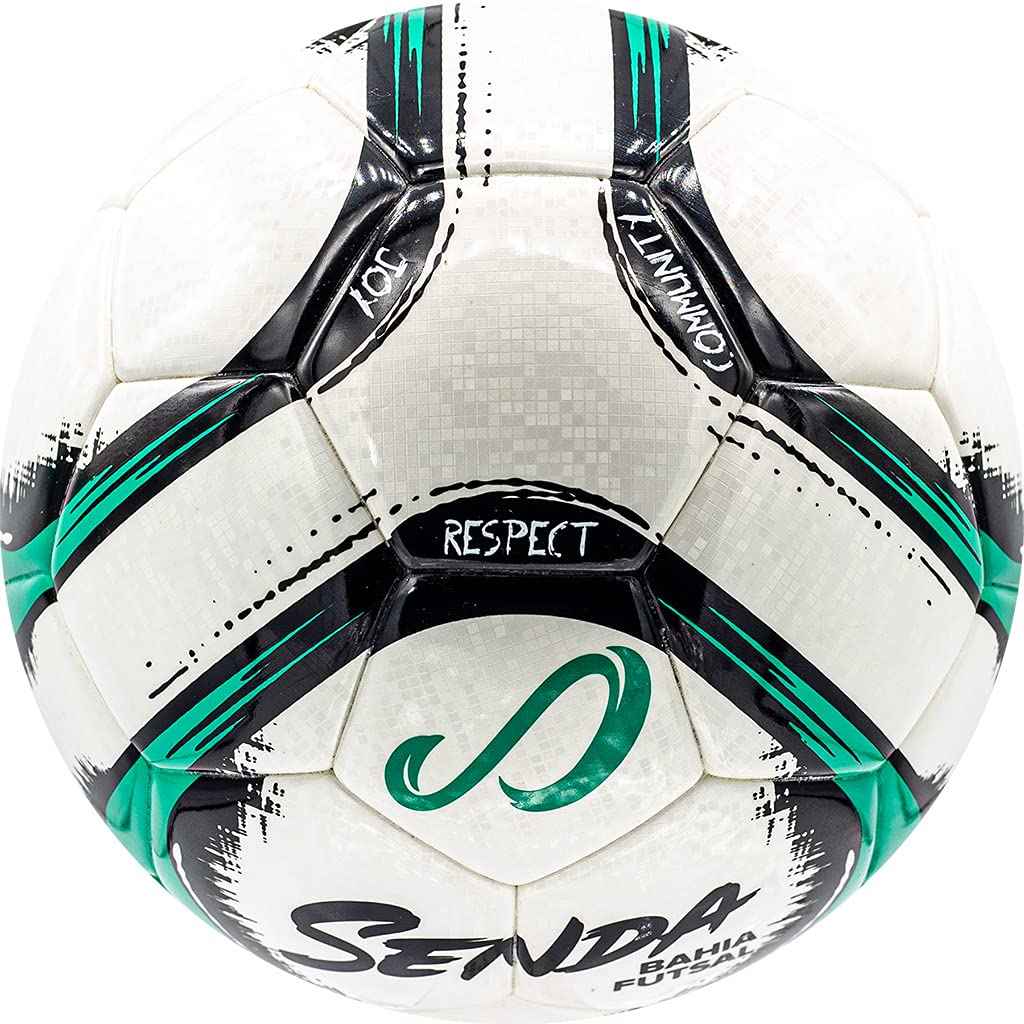 SENDA Bahia Professional Futsal Ball, Fair Trade Certified, White/Emerald/Black, Size 4 (Ages 13 & Up)