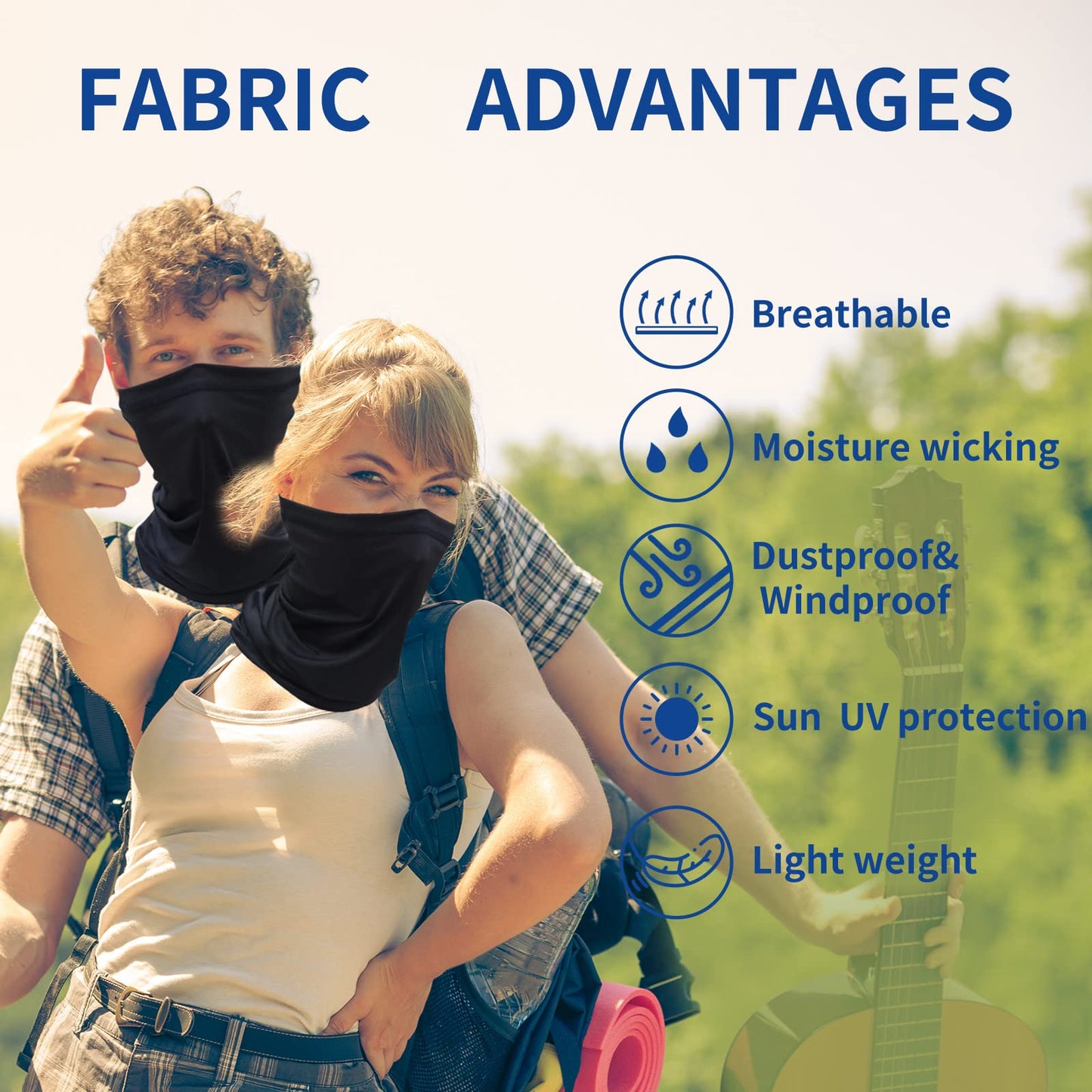 SHEVERCH 6 Pack Orange Neck Gaiter Face Mask Sun Protection Bandana Cover Windproof Dustproof Scarf Hiking Ski