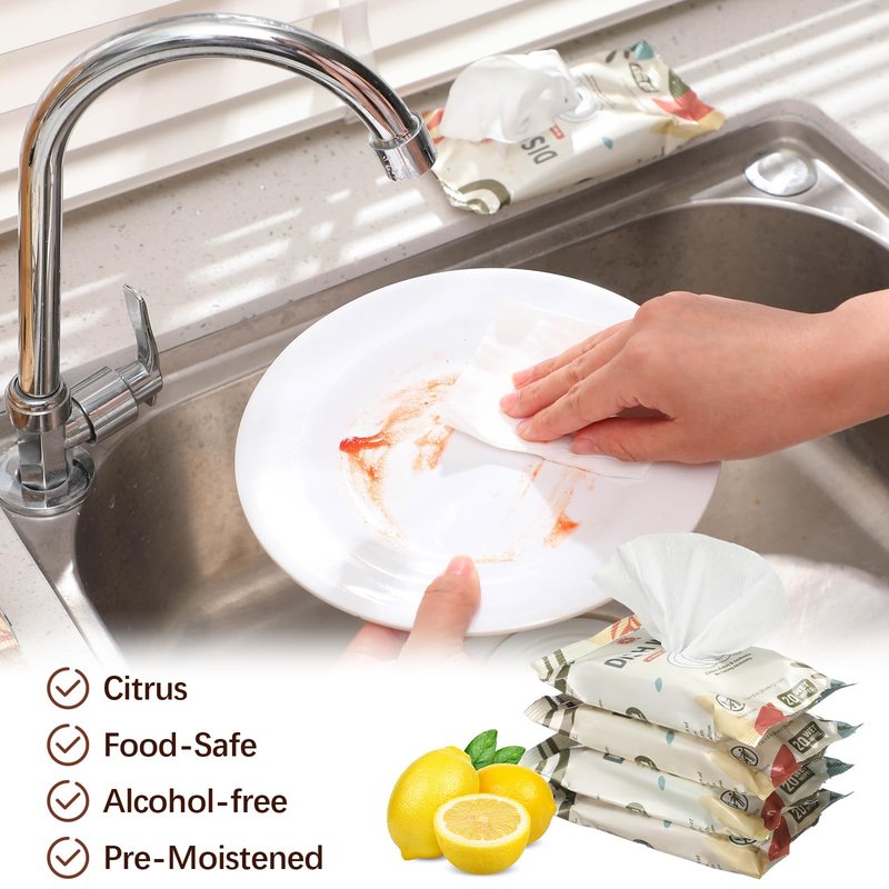 Threlaco 3/7 Pack Camping Dish Wipes Travel Dish Soap Cruise Cleaning Essentials 60/140 Count Mini Cleaning Soap Travel Size Portable Camping Personal Care Products(7 Pack)
