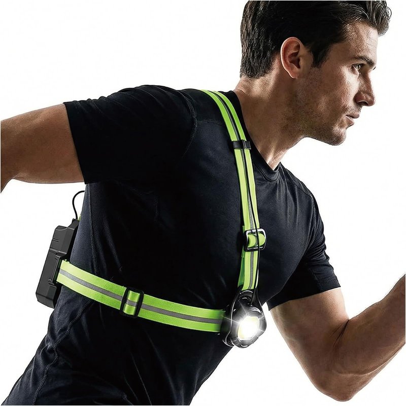 TZXQC LED Running Sash Light - Rechargeable Crossbody Chest Light for Dog Walking & Winter Jogging - 500LM Adjustable Beam, Reflective Shoulder Strap & Red Rear Safety Light for Runners Men Women