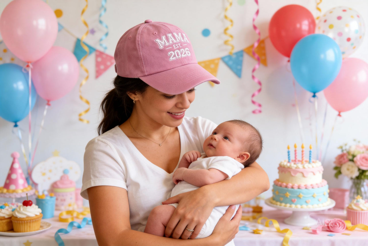 Horpe New Mama Hat EST 2026, Promoted to Mom Mother Gifts for Pregnancy Announcements, First Time Baseball Cap for Women, Adjustable Embroidered Washed Pink Dad Hat
