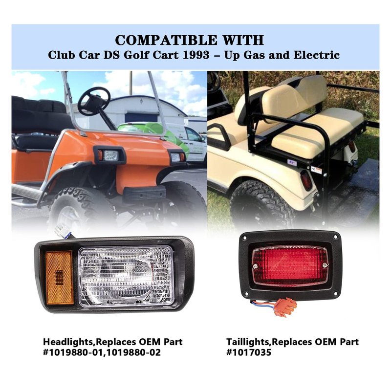 Golf Cart Club Car DS LED Light | Headlights & LED Tail Lights For Club Car DS Gas & Electric golf carts (1993 & up) 12V