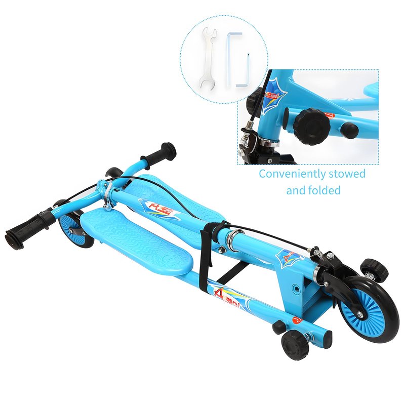 AODI Kids Swing Scooter, 3 Wheels Drifting Scooter/Wiggle Scooters with Adjustable Height & Foldable for Boys/Girl/Ages 5-12 Years