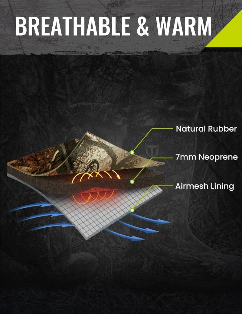 TIDEWE Waterproof Insulated Rubber Hunting Boots - 7mm Neoprene, Men’s Sizes 6-14 | Next Camo G2 Design