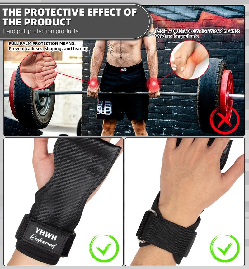 YHWH Redeemed Fingerless Workout Grips for Weightlifting, Pull-Ups & Cross Training – Hand Protection & Grip Support for Men & Women Faith-Based Gym Gear