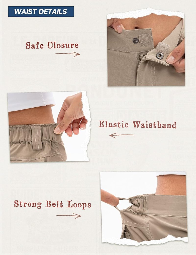 Women's Cargo Hiking Pants - High-Waisted, Wide Leg, Water-Resistant, Lightweight Stretch | Perfect for Work & Outdoor Activities