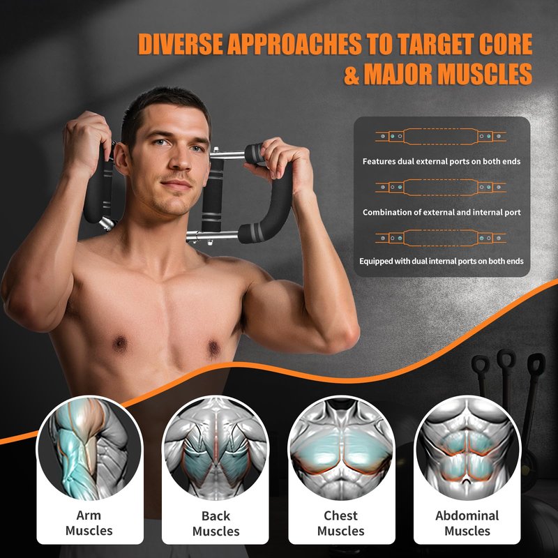 Twister Arm Trainer for Men with Chest Workout Equipment | Multi-Functional Advanced Challenges (60-90-120LBS, Adjustable Double Steel Spring Home Gym Fitness, Enhance Upper Body Muscle Strength