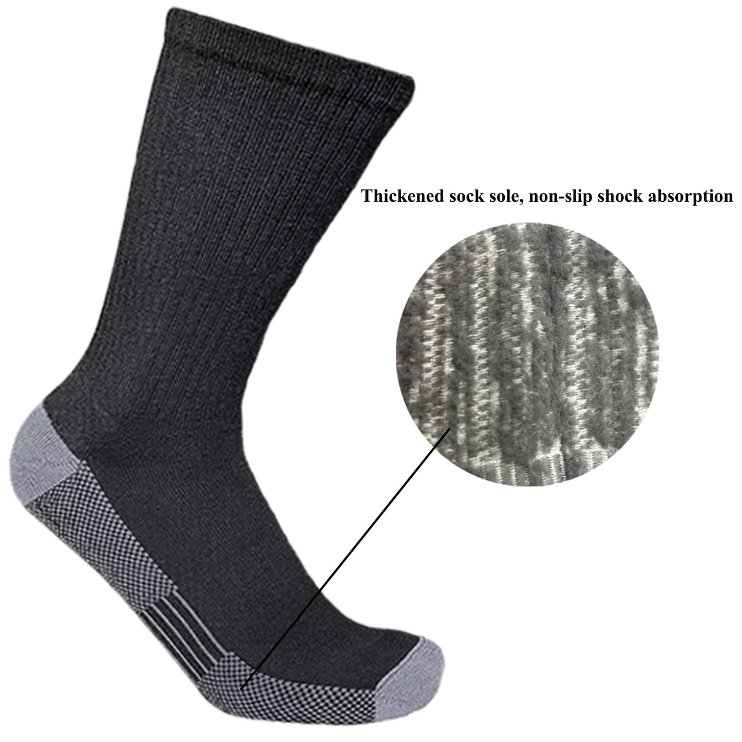 Looknniy 20 Pairs Crew Athletic Socks for Men Moisture Wicking Cushion Crew Socks for Sport Running Traveling (Color H-Black)