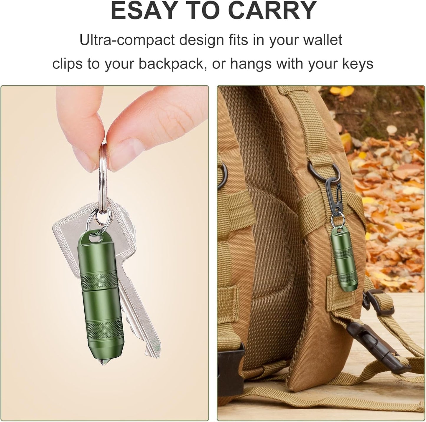 Rechargeable Keychain Flashlight - 100 Lumens Mini LED Light | Portable Magnetic Base, Green, 1 Pack