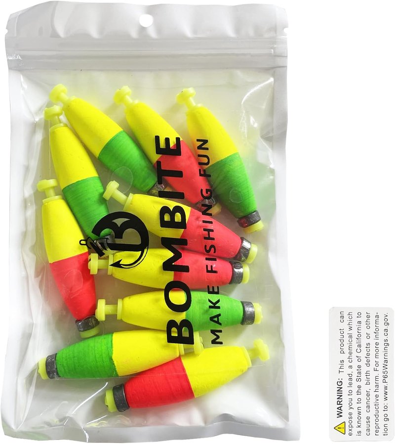 Weighted Fishing Bobbers - EVA Foam Snap-On Floats for Crappie, Bluegill, Trout | 10-Pack