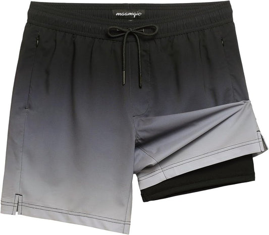 Men's 2-in-1 Swim Trunks - 7-Inch Board Shorts with Quick-Dry Fabric | Stylish Swim Suits