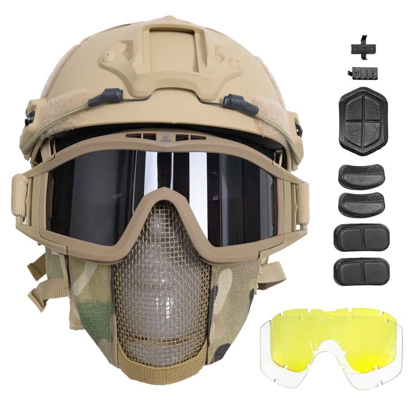 ULTAC Airsoft Helmet with Full Face Protection, Tactical Airsoft Mask, Compatible with Goggles & Accessories, Ideal for Paintball & Outdoor Games