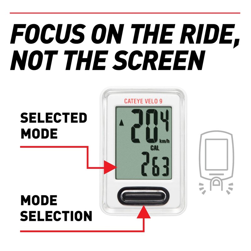 CATEYE Velo 9 Bicycle Computer - White