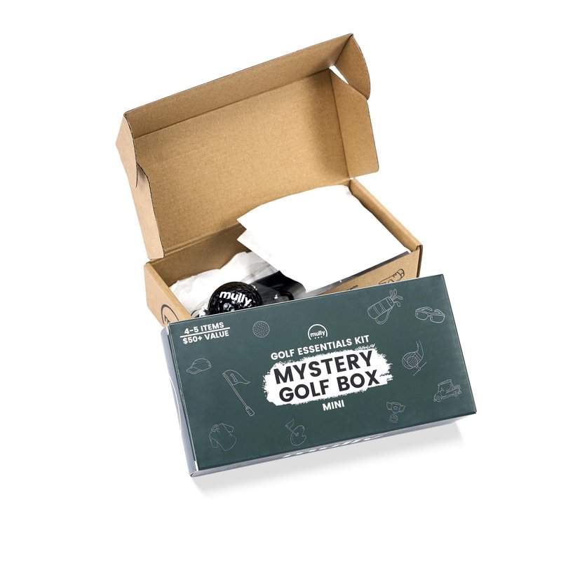 Mully Mullybox Mini Golf Gift Box, Unisex, Golf Accessories Set with Club Brush, Divot Tool, Golf Ball, Gift Card, Tees, Mystery Golf Box
