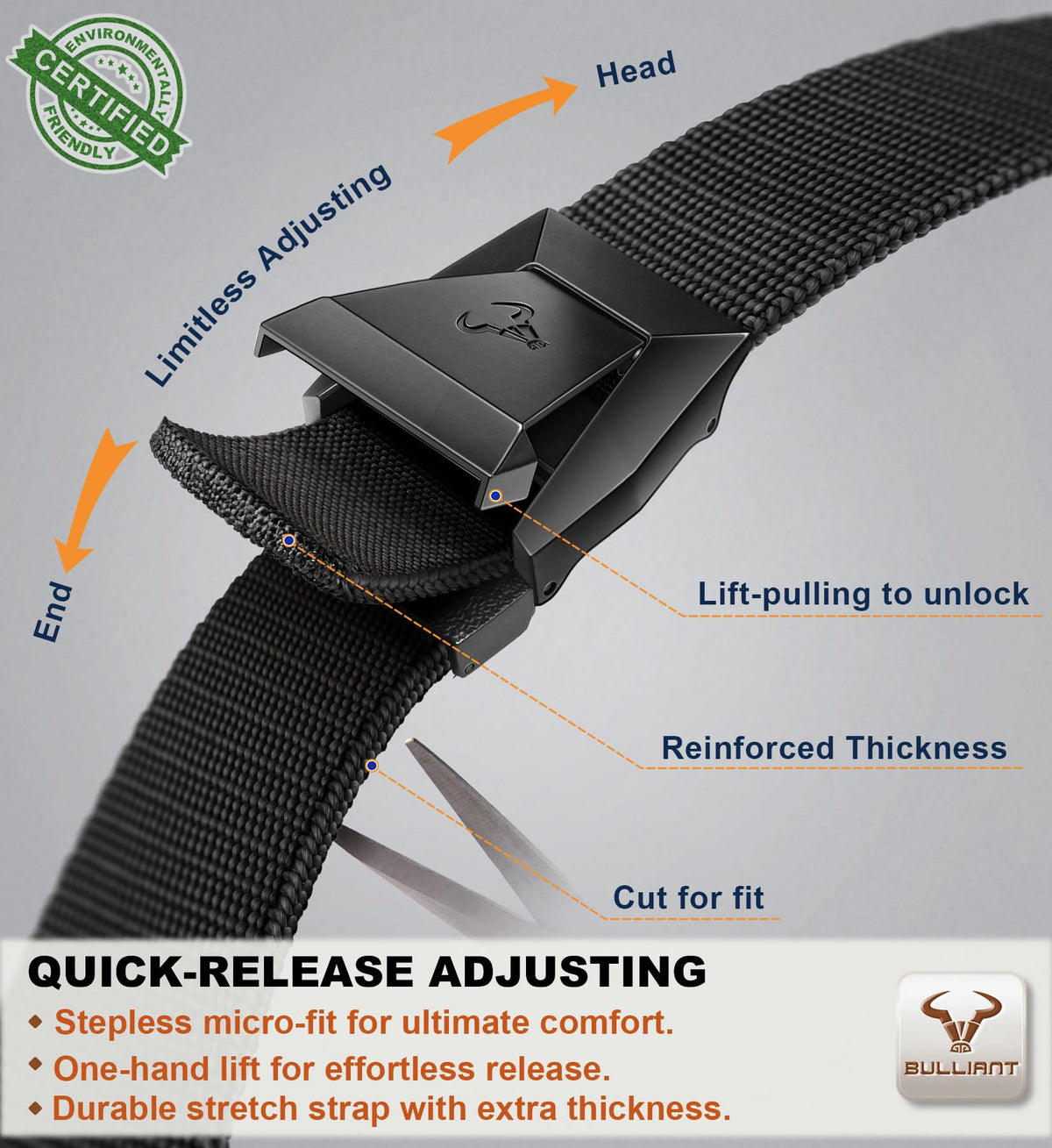 BULLIANT Men Tactical Belt 2 Pack,Stretch Western Rigger Web Belt For Cowboy Military Heavy Duty 1.5"-Cut For Fit(Black/Dark Gray,34"-38" Waist Adjustable)
