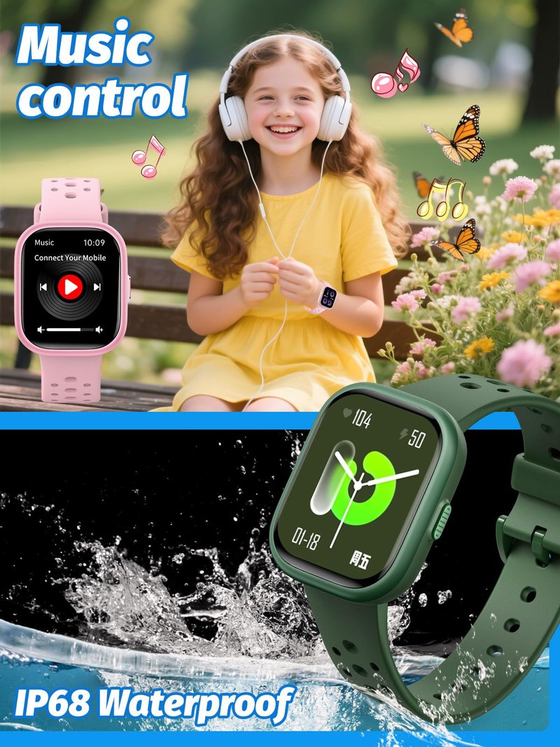 Teslahero Upgraded Kids Smart Watch Fitness Tracker, 1.85" Screen with 12 Puzzle Games, Heart Rate Sleep Monitor, Pedometer, Waterproof Activity Tracker with/without APP for Fitbit Boys Girls (Purple)