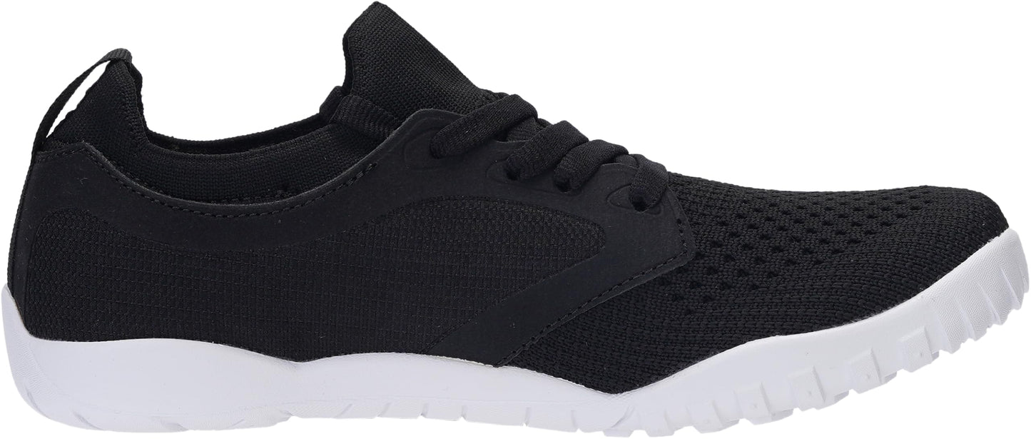 Joomra Women's Wide Minimalist Barefoot Shoes | Wide Toe Box Fashion Sneakers | Zero Drop Grippy Sole Black White Size 7.5-8