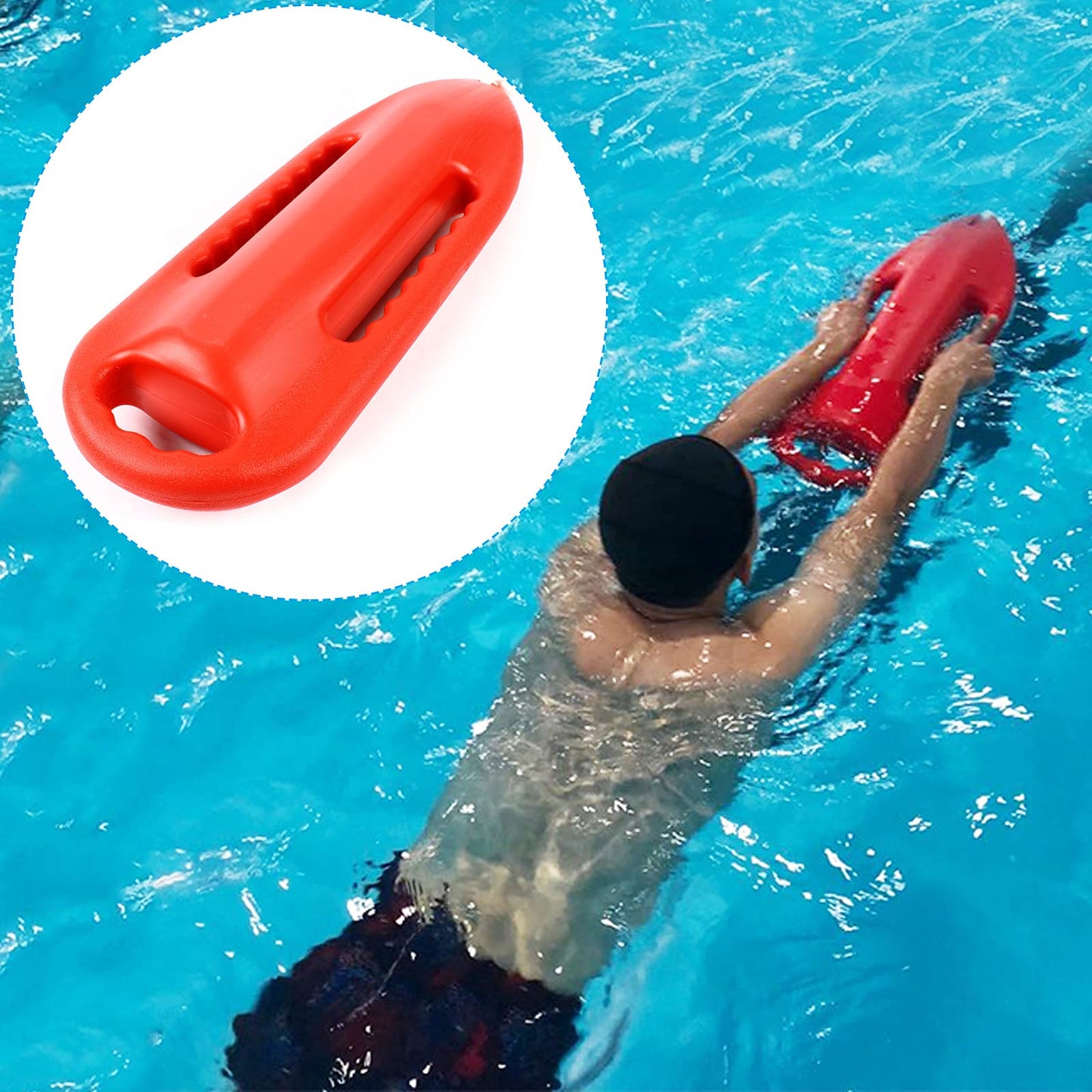 Lifeguard Rescue Tube,3 Handle Rescue Can Swimming Float W/5.25ft Pe Rope,Open Water Rescue Lifesaving Non-Leakage,Weight Capacity 154lbs,One-Piece Molding(Orange)