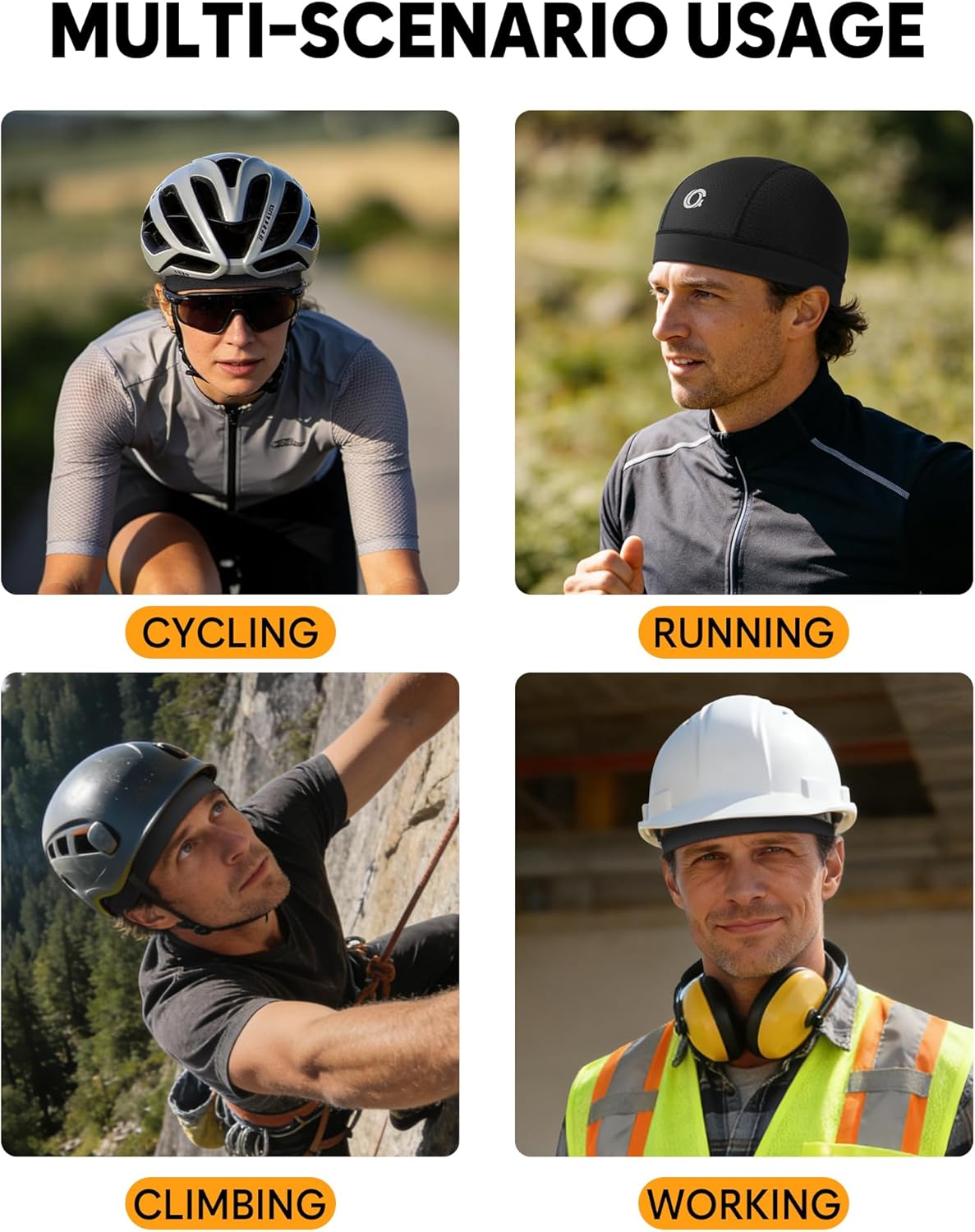 Cooling Skull Cap Helmet Liner - Breathable Mesh Running Hat | Lightweight Quick-Dry Sports Beanie for Men - 3 Pcs Set