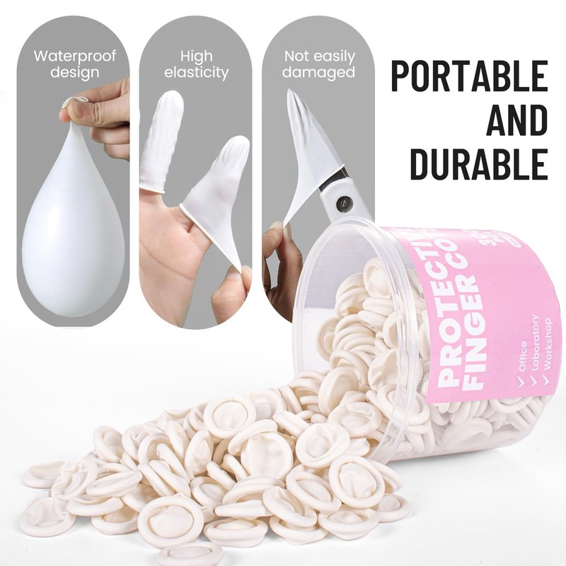 Professional Rubber Finger Cots - Textured Grip & Latex-Free Finger Tip Protectors for Counting Money, Handling Paper, Reusable Protective Guards 2.67" x 0.98", Labor Protection Finger Guards (300PCS)