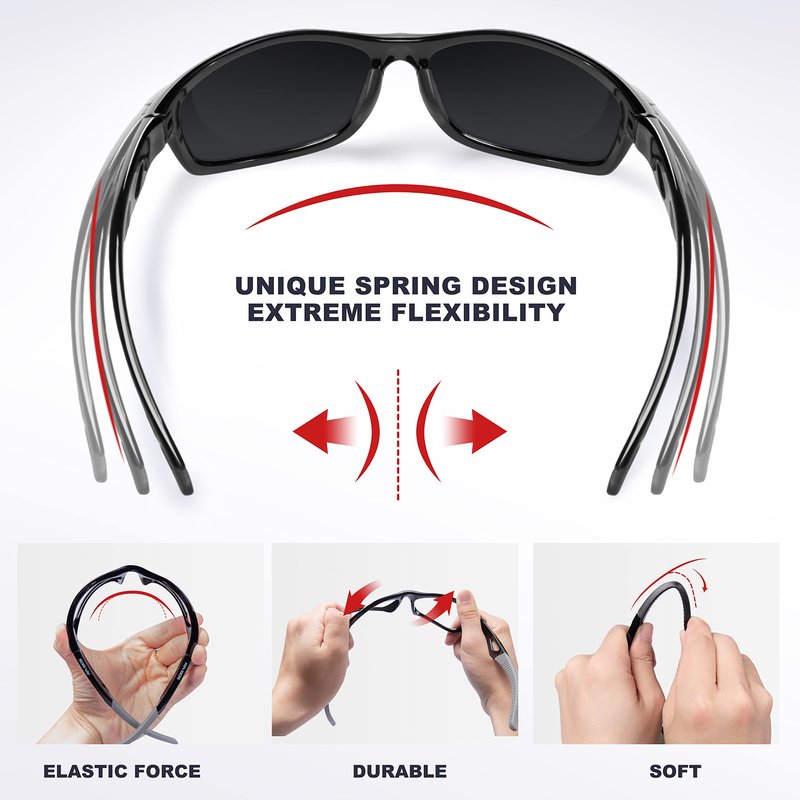 RIVBOS Polarized Sunglasses UV400 Protection for Men's and Women's Fishing, Cycling, and Outdoor Activities RB832-1 BlackGrey