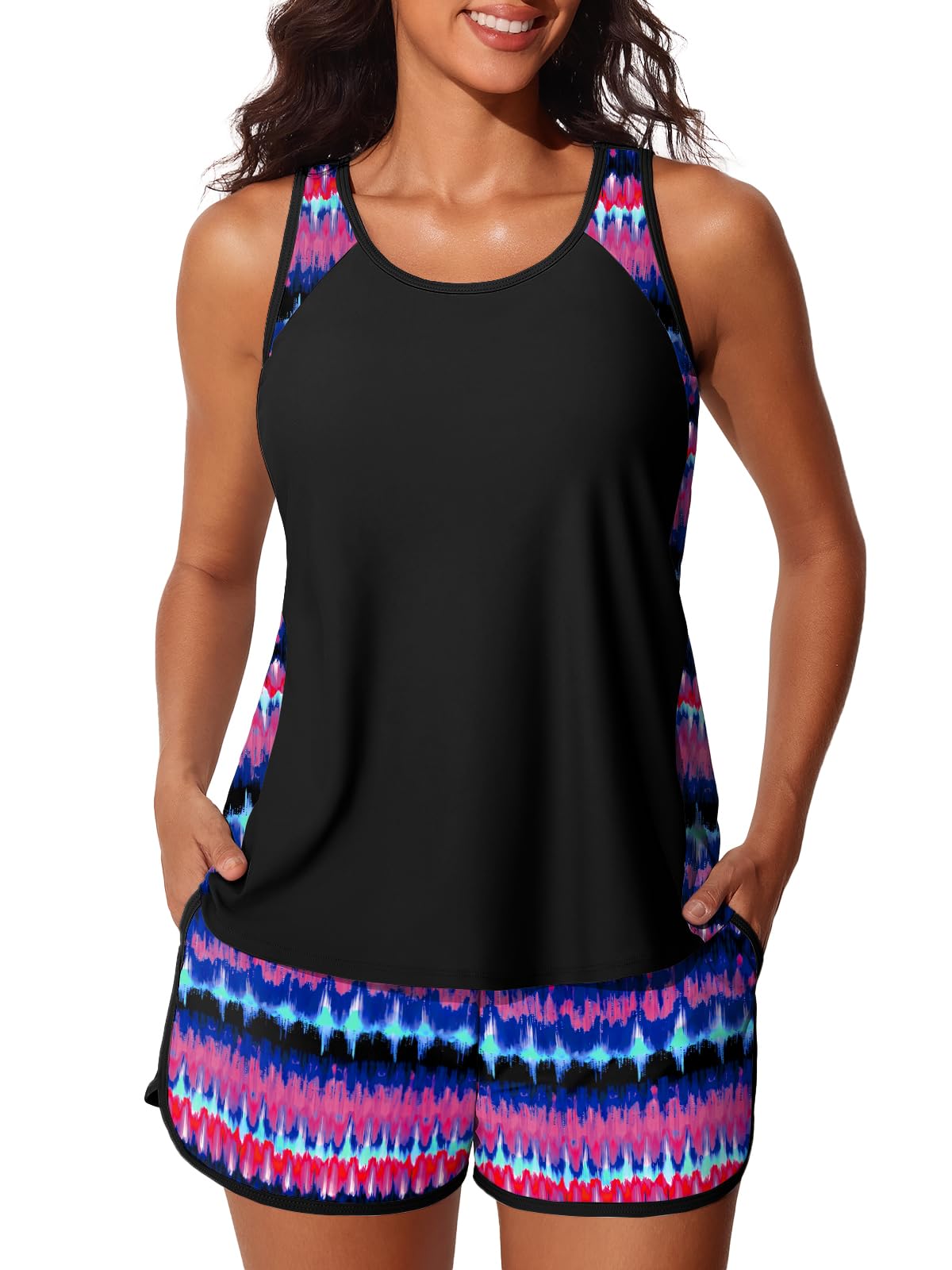 Summer Mae Blouson Women's Tankini Swimsuits Tummy Control Bathing Size 12