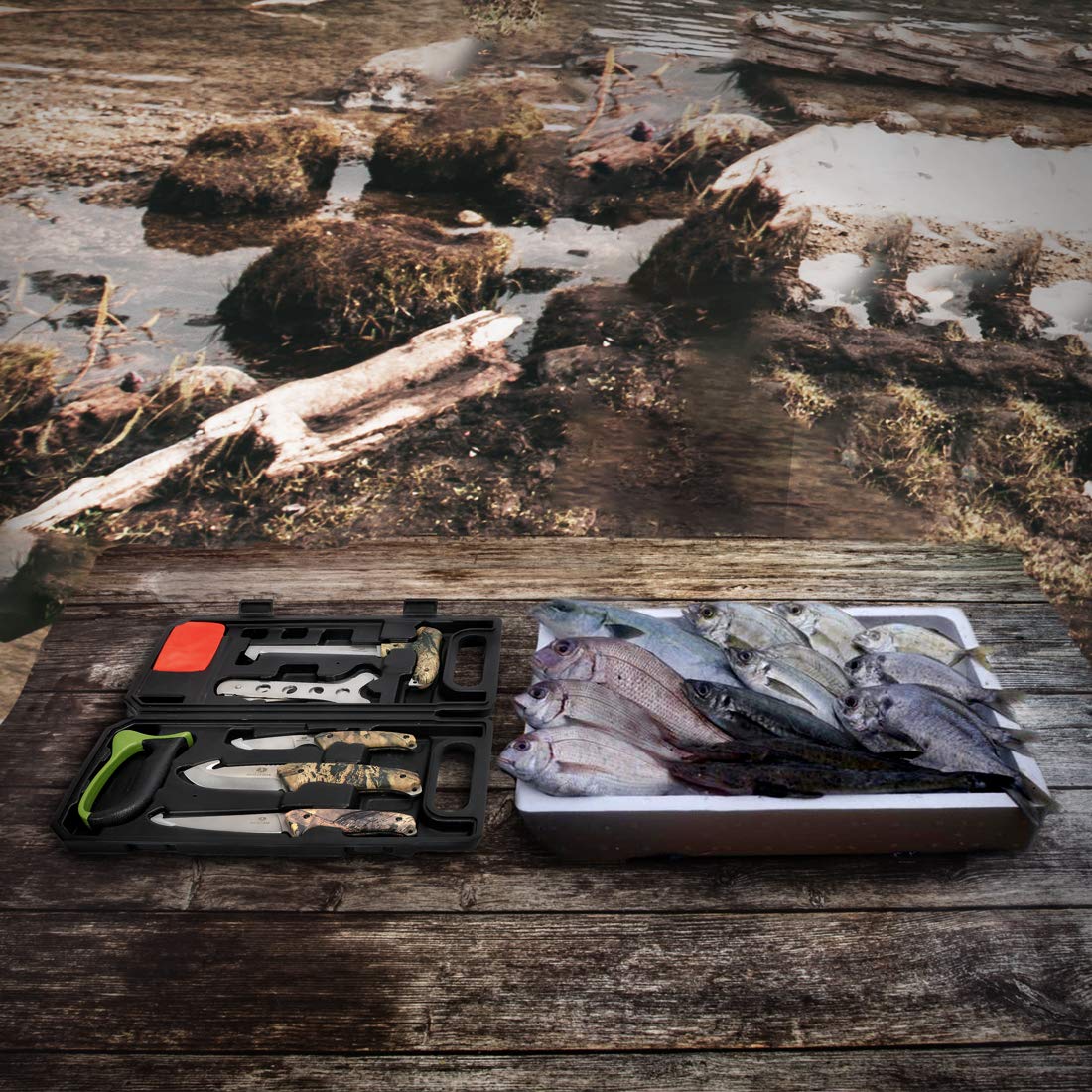 Mossy Oak Field Dressing Kit Hunting Deer Knife Set (8-Piece)