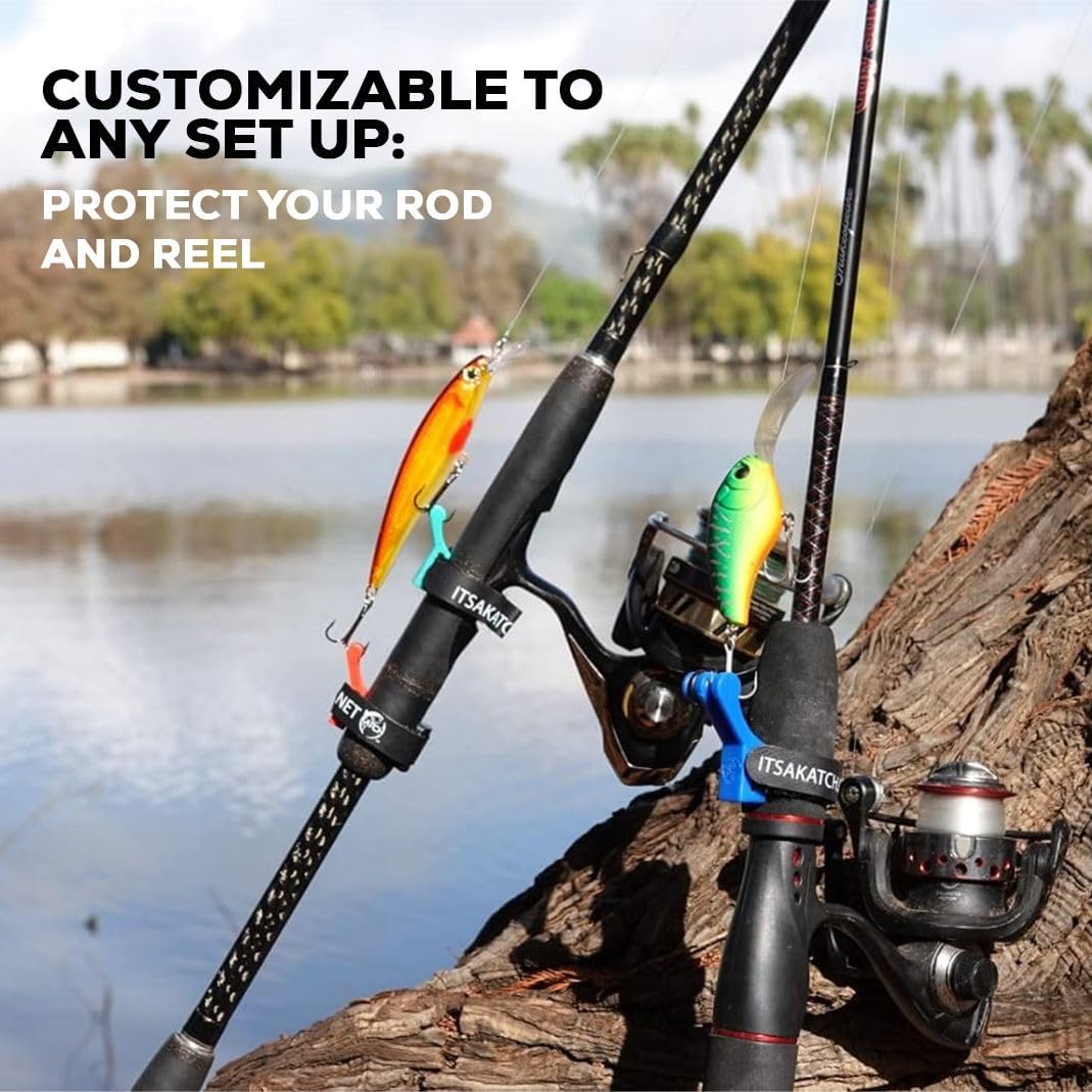 KATCH Fishing Rod Hook Keeper - Secure Lure & Accessory Holder | Regular & Mini Sizes (Black)