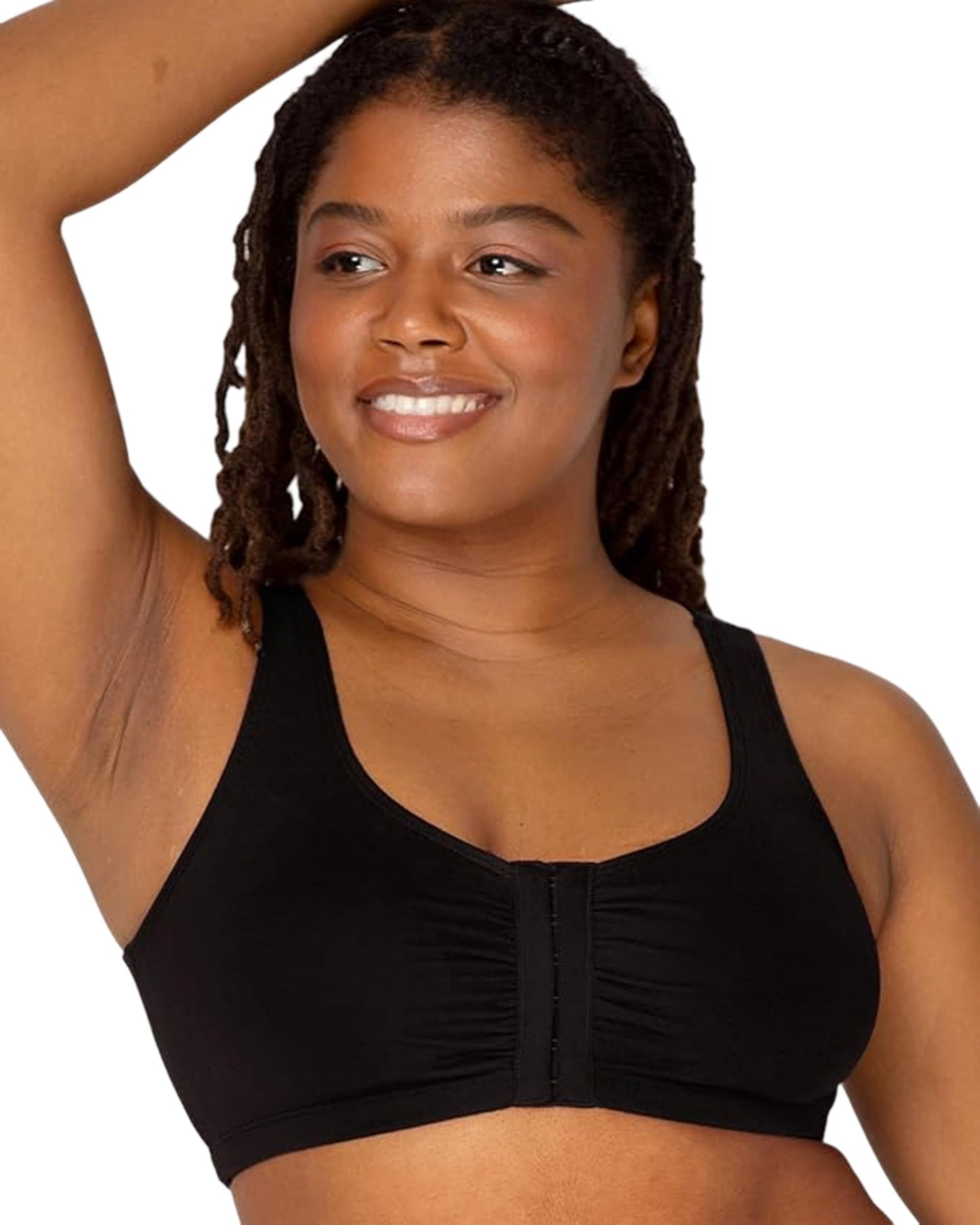Fruit of the Loom womens Front Closure Cotton Sports Bra, Black/White/Heather Grey 3-pack, 36 US