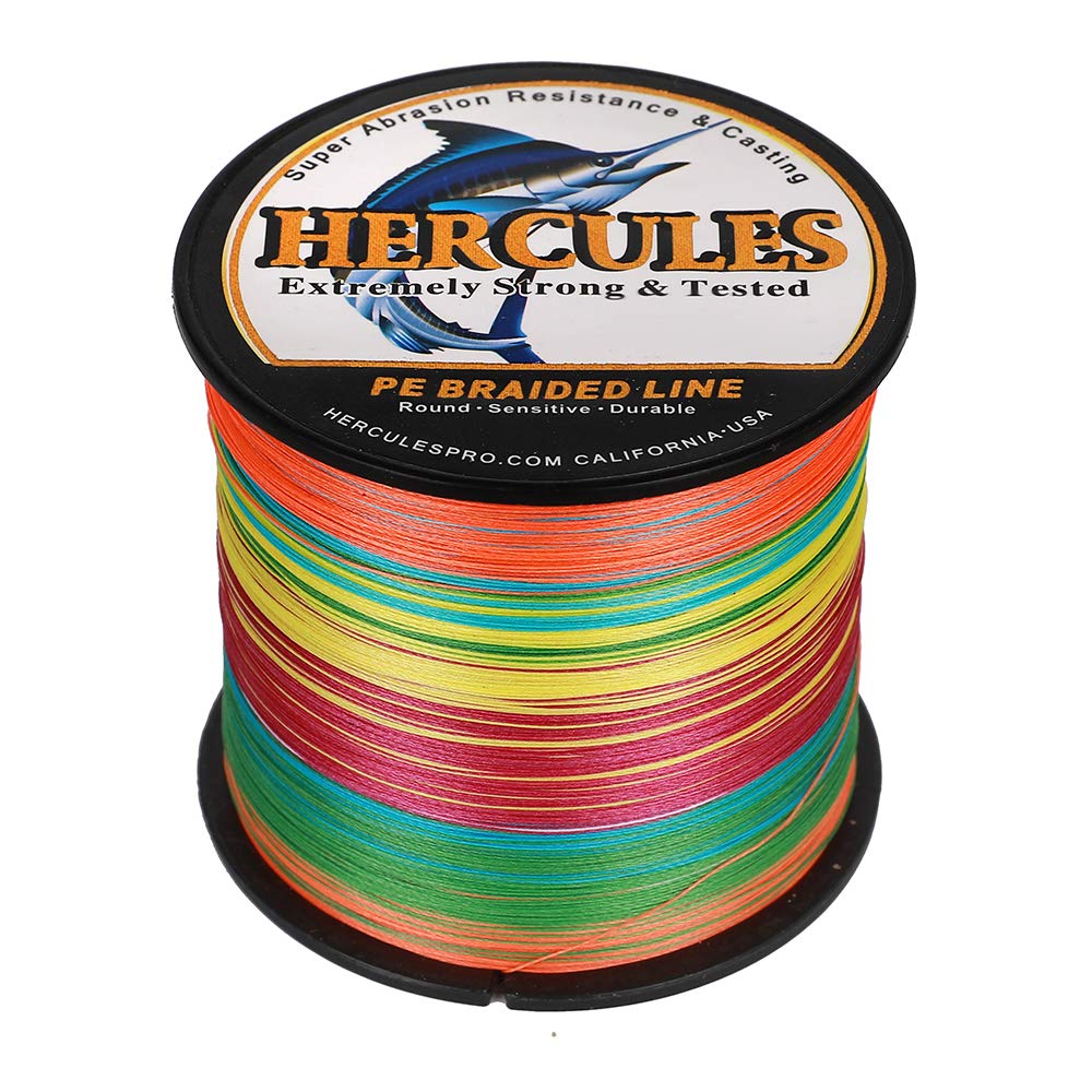 HERCULES Super Cast 500M 547 Yards Braided Fishing Line 70 LB Test for Saltwater Freshwater PE Braid Fish Lines Superline 8 Strands - Multicolor, 70LB (31.8KG), 0.44MM