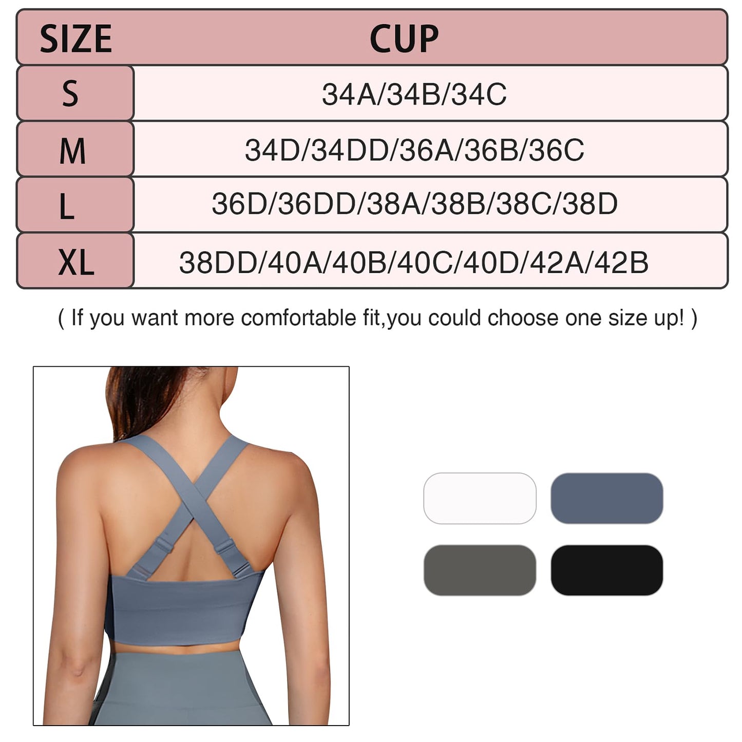 Sykooria High Impact Sports Bras for Women Adjustable Strap Sports Bras with Padding Workout Gym Yoga Crop Tops
