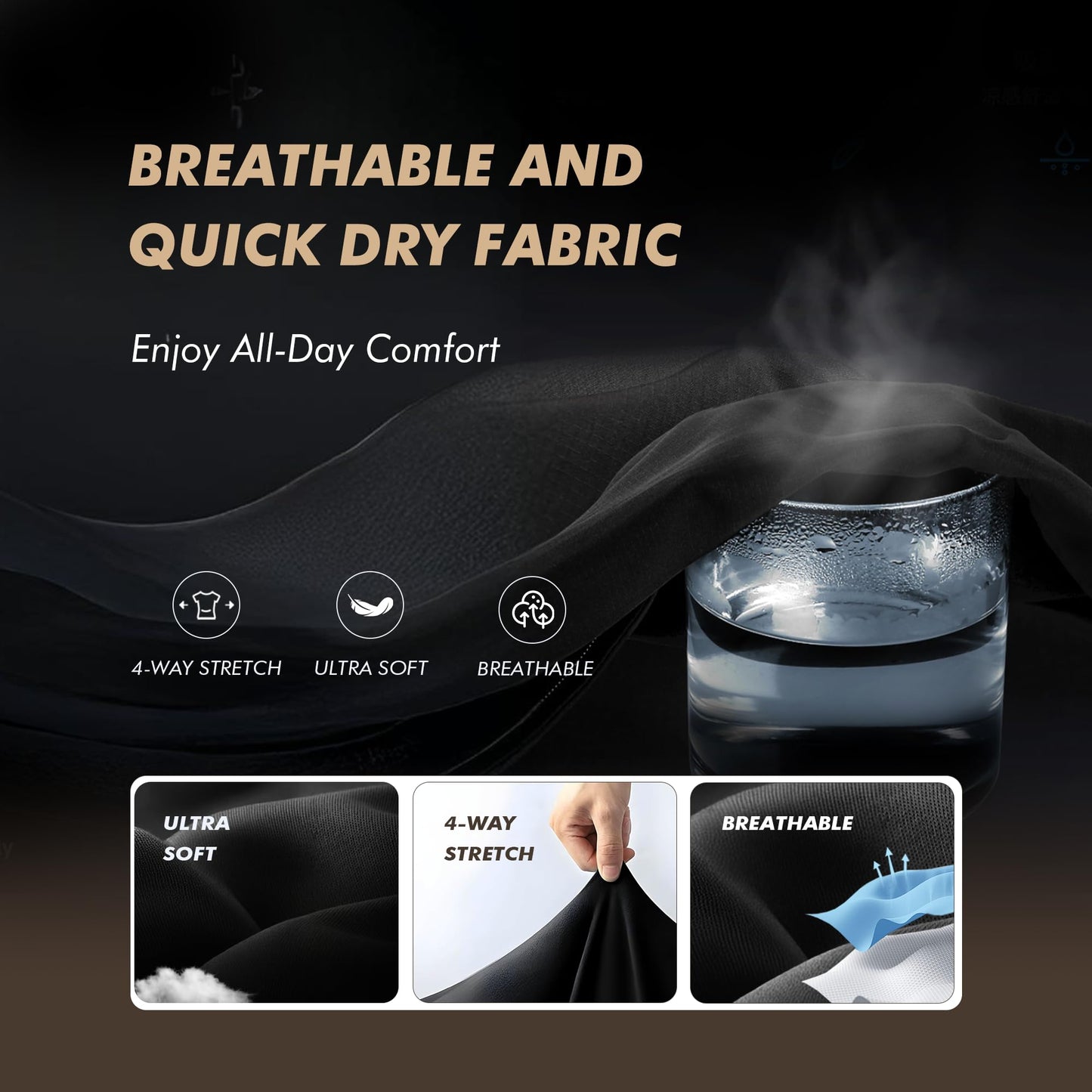 BOOJO Polo Shirts for Men - Quick Dry Moisture Wicking Black Short Sleeve Performance Golf T Shirts for Casual Work Athletic